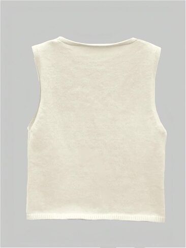 GORGLITTER Women's Y2k Crochet Crop Vest Top V Neck Sleeveless Solid Sweater Tank Tops in Saudi Arabia