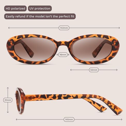 miyya Trendy Polarized Sunglasses Women, Oval Sunglasses for Women Men, Retro Sun Glasses for Women 2024, UV Protection in Saudi Arabia