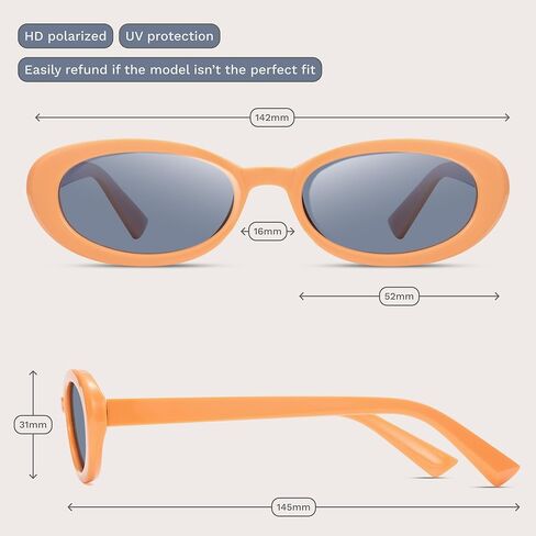 نظارات شمسية مستقطبة عصرية للنساء من miyya، نظارات شمسية بيضاوية للنساء والرجال، نظارات شمسية ريترو للنساء 2024، حماية من الأشعة فوق البنفسجية in Kuwait