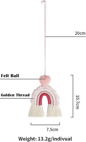 Macrame Boho Rainbow Car Charm غرفة نوم الأطفال والديكور المنزلي قوس قزح الجدار شنقا لا الغراء مكرامية قوس قزح جدار ديكور اليدوية شنقا اكسسوارات السيارات ديكور للسيارة الداخلية in Kuwait