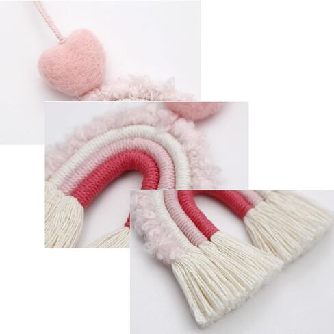 Macrame Boho Rainbow Car Charm غرفة نوم الأطفال والديكور المنزلي قوس قزح الجدار شنقا لا الغراء مكرامية قوس قزح جدار ديكور اليدوية شنقا اكسسوارات السيارات ديكور للسيارة الداخلية in Kuwait
