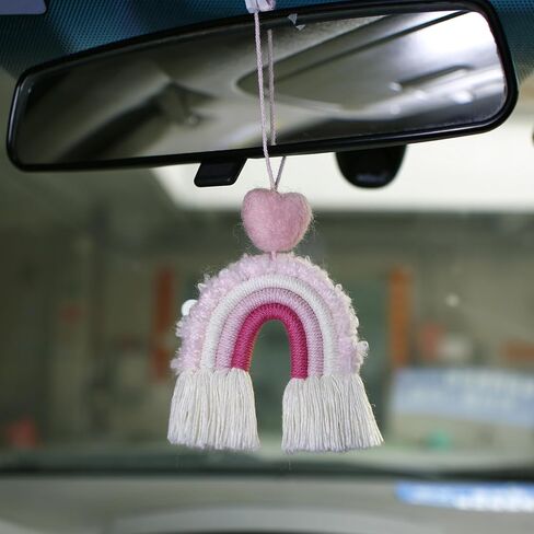 Macrame Boho Rainbow Car Charm غرفة نوم الأطفال والديكور المنزلي قوس قزح الجدار شنقا لا الغراء مكرامية قوس قزح جدار ديكور اليدوية شنقا اكسسوارات السيارات ديكور للسيارة الداخلية in Kuwait
