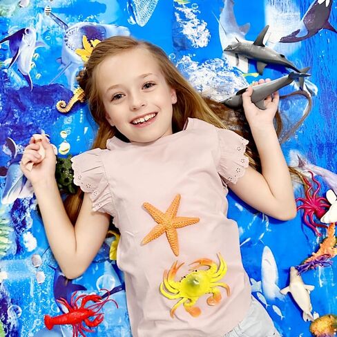 ألعاب حيوانات المحيط للأطفال من INNOCHEER، ألعاب حيوانات البحر للأطفال، 18 حزمة ألعاب المحيط للأطفال الصغار الأولاد والبنات الذين تتراوح أعمارهم بين 3-8-12 عامًا، مجموعة ألعاب مخلوقات البحر للأطفال مع بساط لعب بما في ذلك سمك القرش والحوت والدلافين in Kuwait