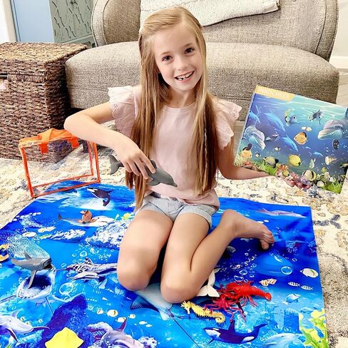 ألعاب حيوانات المحيط للأطفال من INNOCHEER، ألعاب حيوانات البحر للأطفال، 18 حزمة ألعاب المحيط للأطفال الصغار الأولاد والبنات الذين تتراوح أعمارهم بين 3-8-12 عامًا، مجموعة ألعاب مخلوقات البحر للأطفال مع بساط لعب بما في ذلك سمك القرش والحوت والدلافين in Kuwait