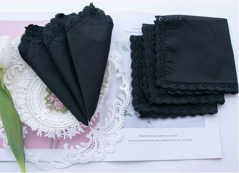 Ladies Bridal Wedding Crochet Lace Handkerchiefs 60s Cotton Hankies Size 11.8" in Saudi Arabia