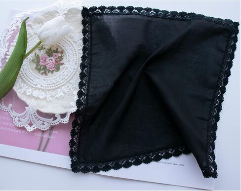 Ladies Bridal Wedding Crochet Lace Handkerchiefs 60s Cotton Hankies Size 11.8" in Saudi Arabia