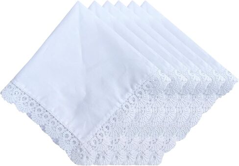 Ladies Bridal Wedding Crochet Lace Handkerchiefs 60s Cotton Hankies Size 11.8" in Saudi Arabia