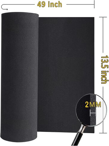 Black eva Foam roll, (1mm to 20mm) Premium Cosplay EVA Foam Sheet,2mm Thick,49"x13.5",High Density 86kg/m3 for Cosplay Costume, Crafts, DIY Projects by MEARCOOH in Kuwait