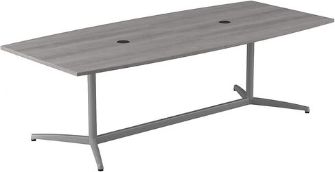طاولة مؤتمرات على شكل قارب من Bush Business Furniture مقاس 96 عرض × 42 عمق مع قاعدة معدنية باللون الرمادي العاصف in Kuwait