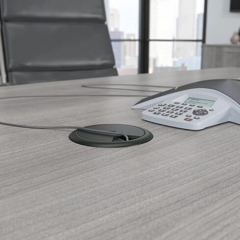 طاولة مؤتمرات على شكل قارب من Bush Business Furniture مقاس 96 عرض × 42 عمق مع قاعدة معدنية باللون الرمادي العاصف in Kuwait