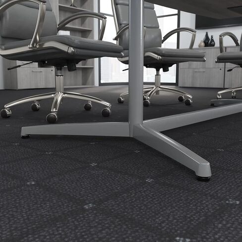 طاولة مؤتمرات على شكل قارب من Bush Business Furniture مقاس 96 عرض × 42 عمق مع قاعدة معدنية باللون الرمادي العاصف in Kuwait