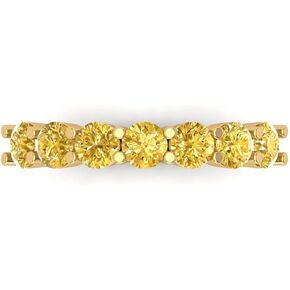 1.05 ct Brilliant Round Cut Natural Citrine 14k Yellow Gold Bridal Engagement Wedding Desginer Stackable Band SZ 6.75