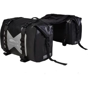 Waterproof Motorcycle Saddlebags - 50L Motorcycle Luggage Bags for Motorbike Travel - Motorcycle Panniers Bags - Detachable Bag for Scooter, Honda, Suzuki, Yamaha (Black, 2 Pack)