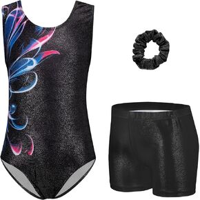 Zaclotre Gymnastics Leotards for Girls Sparkly Sleeveless Dance Unitards Biketards with Gym Shorts in Kuwait