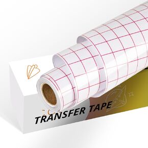 شريط ورق نقل من الفينيل الشفاف YRYM HT - 12 × 50 قدم مع شريط تطبيق شبكة المحاذاة لنقش صورة ظلية، فينيل لاصق كريكت للشارات واللافتات والنوافذ والملصقات