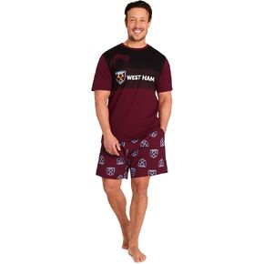 West Ham United F.C. Mens Short Pyjamas Set - Breathable Loungewear - Mens Gifts