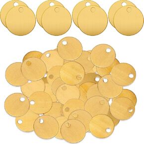 200 Pcs Solid Brass Tags for Stamping Round Brass Tags Blank Valve Tags Gold Tags Stamping Blanks Tag with Hole for Pets Plants Doors Pipe Valves Equipment Tool and Keys Labeling (1.25 Inch)
