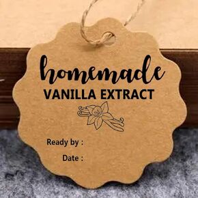 Vanilla Extract Tags Labels,Christmas Vanilla Homemade with Love Tags for Handcrafted Vanilla Bottles,1.5 inch,100 Pcs (Kraft)
