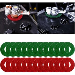 24PCS Car Battery Terminal Anti Corrosion Washers, Fiber Vehicle Battery Terminal Post Gaskets Protector, Automotive Battery Terminal Prevention Shim, Universal for SUV, Truck, RV