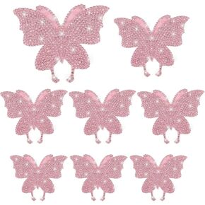 8 Pcs Butterfly Car Decals Rhinestone Butterfly Stickers for Women, Self-Adhesive Bling Crystal Butterfly Auto Decal for Bumper Window Laptops, Silver