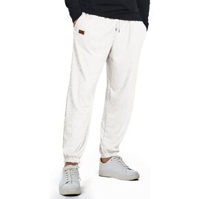 JMIERR Men's Waffle Sweatpants Stretch Waist Drawstring Casual Tapered Joggers Gym Pants with Pockets