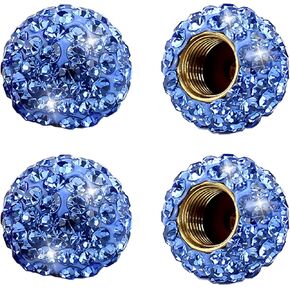 Car Wheel Tire Valve 4 Pack Handmade Crystal Rhinestone Tire Valve Stem Air Caps Cover Bling Car Accessories (Pink)