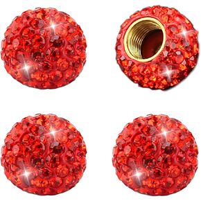 Car Wheel Tire Valve 4 Pack Handmade Crystal Rhinestone Tire Valve Stem Air Caps Cover Bling Car Accessories (Pink)