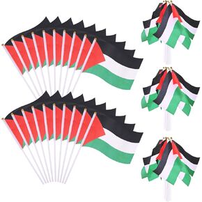 Small Palestine Flag Stick Bulk 5.5'' x 8.2'' Mini Palestine Flag Mini Palestine Hand Held Flags Small Palestine Hand Waving Flag Sticks for Parades Festival Events Decor Supplies (30)