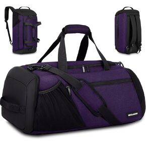 حقيبة رياضية للرجال والنساء، حقيبة ظهر رياضية كبيرة سعة 45 لتر، جيوب متعددة وحقائب رياضية مع حجرة للأحذية والرطبة للتمرين والسفر وعطلة نهاية الأسبوع طوال الليل، باللون الأسود in Kuwait