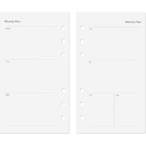 Planner Insert Refills 6-Hole Ringbound 54 Sheets 120gsm 80lb 5.8x8.3in (Monthly, A5)