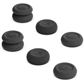 Skull & Co. Skin, CQC and FPS Thumb Grips Joystick Cap Analog Stick Cover for Steam Deck/OLED and ROG Ally, Ally X- Black, Set of 6