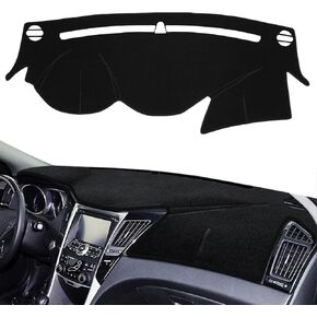 Dashboard Cover Dash Cover Mat Pad Custom Fit for Hyundai Sonata 2009 2010 with Cutout for Sensor (09-10 Black)