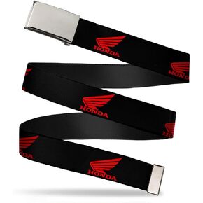 Buckle-Down Men's Web Belt Honda Moto, Honda Motorcycle Logo Black/Red