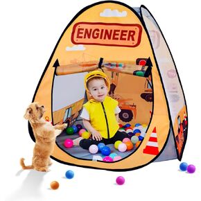 1pc Engineering Car Kids Pop up Play Tent, Ball Pit for Toddlers, Indoor Outdoor Playhouse Castle Toys, Baby Boys Girls for 4 5 6 7 Years Old (Balls Not Included)