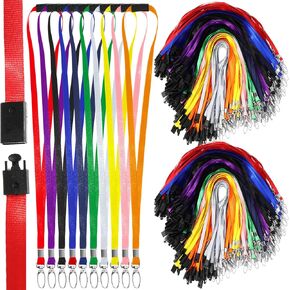 Harloon 150 Pcs Lanyards Breakaway Bulk Neck Flat Lanyard with Detachable Buckle and Clip Swivel Hooks for Badge Holder