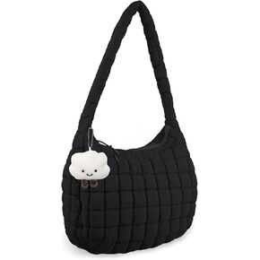 Quilted Puffer Tote Bag Large Puffy Shoulder Bag Crossbody Hobo Bag Padding Carryall Gym Bag for Women