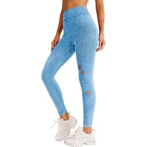REORIA Women's Ripped Tie Dye High Waist Yoga Pants Seamless Workout Leggings 2024 Spring/Summer Designer Collection in Saudi Arabia