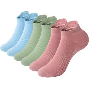 6 Pairs Ankle Socks for Women Men - Breathable Cushioned Running Ankle Socks Athletic Ankle Socks with Arch Support