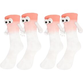 2 Pairs Holding Hands Socks Funny 3D Doll Couple Socks Hand Holding Friend Socks