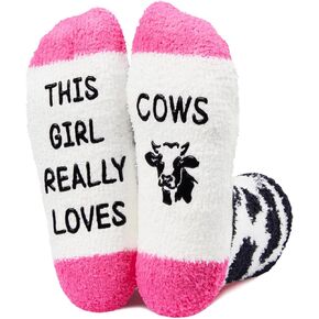 HAPPYPOP Cow Gifts Ideas Socks for Women - Cow Print Gifts Cow Gifts for Cow Lovers Women, Cow Print stuff Cow Socks Girls Fuzzy