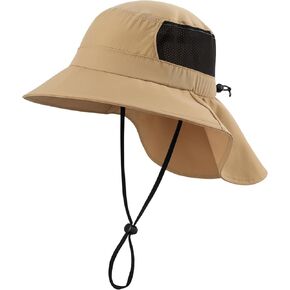 Connectyle Men's Sun Hat with Neck Flap Cover UV Protection Fishing Hat Outdoor Hiking Safari Hat UPF 50+ Summer Bucket Hat