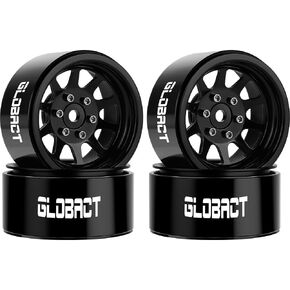 GLOBACT 1.9 Beadlock Wheels Rims RC Wheel Hub for TRX4 TRX6 Axial SCX10 I II III Pro Redcat 1/10 RC ملحقات ترقية الزاحف (4 قطع رمادي)