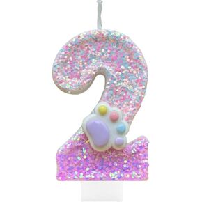 Dog Paw Birthday Number Candles for Cake Decoration, Pink Dog Cat Paw Number 4 Candle, Dog Themed Birthday Cake Topper for Party Decorations Favors Supplies