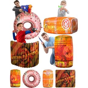 Skywin Obstacles for Play Wars - 4 Pieces Easy Set Up Inflatables Compatible with Toy Foam Party and Laser Tag Game - Battle Obstacles Great for Shelter (Blue)