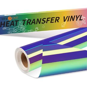 HTVRONT Holographic Heat Transfer Vinyl- 12" x 6ft Holographic HTV for Shirts, Hats, Holographic Iron on Vinyl for Cricut & Cameo, Matellic Sheen, Easy to Cut & Weed (Blue-Purple) in Saudi Arabia