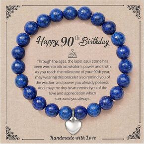 Ralukiia 30th/40th/50th/55th/60th/65th/70th/75th/80th/90th Birthday Gifts for Women, Natural Stone Bead Bracelet Bday Gift for Mom Grandma Wife Sister Daughter