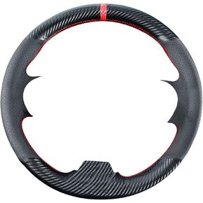 DIY Stitching Carbon Fiber Steering Wheel Cover for Honda Civic 9th Generation 2012 2013 2014 2015 13.5-14.5 inches Black Microfiber Leather Interior Accessories