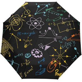Acpiggto Auto Folding Umbrella Colorful Physics Science Formulas Graph Travel Sun Rain Compact Umbrella Lightweight Windproof for Women Men