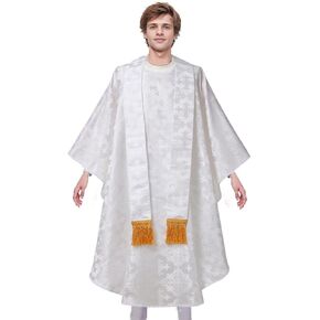 Church Vestments Priest Clergy Chasuble Catholic Mass Embroidery Robe with Stole