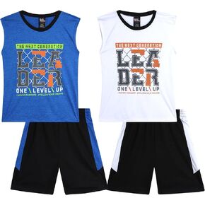 مجموعة شورتات Mad Game للأولاد - 4 قطع من القمصان ذات الأداء النشط وشورتات الصالة الرياضية - ملابس كرة السلة الملائمة للأولاد (8-16) in Kuwait